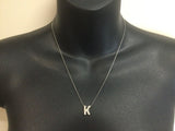 10k White Gold Round Cut 10pt Diamond Initial 'K' Pendent
