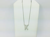 10k White Gold Round Cut 10pt Diamond Initial 'K' Pendent