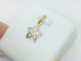 18k White and Yellow Gold Round Cut 9pt Diamond Star Pendent