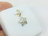 18k White and Yellow Gold Round Cut 9pt Diamond Star Pendent