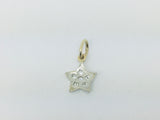 18k White and Yellow Gold Round Cut 9pt Diamond Star Pendent