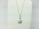 18k White and Yellow Gold Round Cut 9pt Diamond Star Pendent