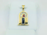 10k Yellow Gold 20pt Ruby, 50pt Sapphire & 10pt Diamond Candle Pendent