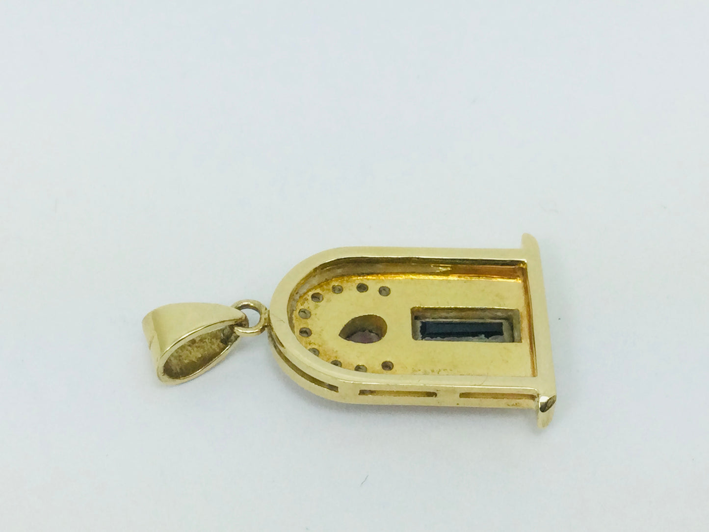 10k Yellow Gold 20pt Ruby, 50pt Sapphire & 10pt Diamond Candle Pendent