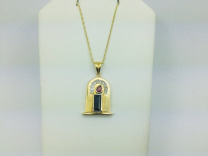 10k Yellow Gold 20pt Ruby, 50pt Sapphire & 10pt Diamond Candle Pendent