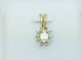 10k Yellow Gold Oval Cut 25pt Topaz & 10pt Diamond Halo Pendent