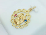 10k Yellow Gold Round Cut Ruby & Sapphire Wedding Pendent