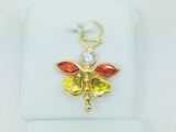 14k Yellow Gold Round Cut Cubic Zirconia (CZ) Dragonfly Pendent