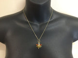 14k Yellow Gold Round Cut Cubic Zirconia (CZ) Dragonfly Pendent