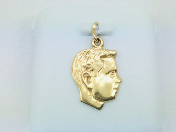 10k Yellow Gold Side Profile Face Boy Pendent