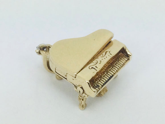 14k Yellow Gold Opening Grand Piano Pendent