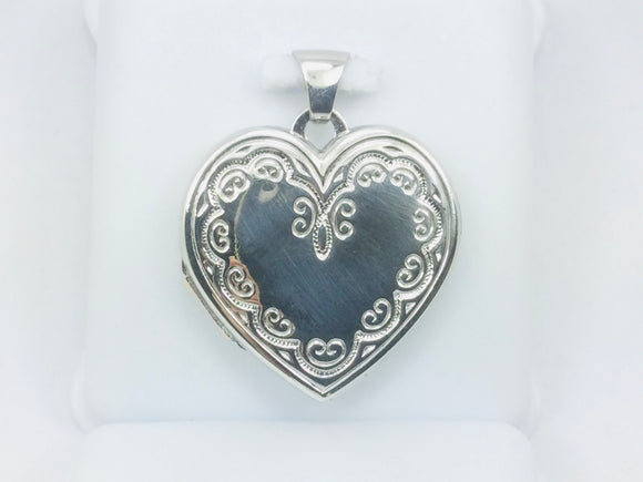 10k White Gold Heart Locket Pendent