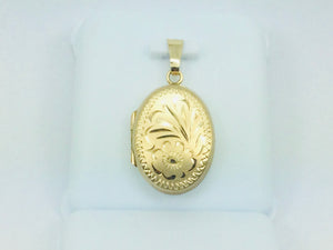 10k Yellow Gold Oval Floral Locket Pendent