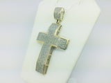 10k Yellow Gold Round Cut 2.6ct Diamond Cross Pendent