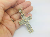 10k Yellow Gold Round Cut 2.6ct Diamond Cross Pendent