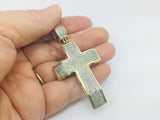 10k Yellow Gold Round Cut 2.6ct Diamond Cross Pendent