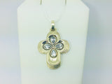 14k Yellow Gold Pear Cut Cubic Zirconia (CZ) Cross Pendent