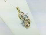 14k Yellow, White and Rose Gold Flower Pendent
