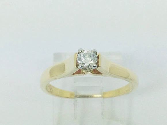 14k Yellow Gold Round Cut 16pt Diamond Solitaire Ring