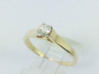 14k Yellow Gold Round Cut 16pt Diamond Solitaire Ring