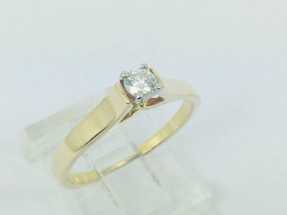14k Yellow Gold Round Cut 16pt Diamond Solitaire Ring