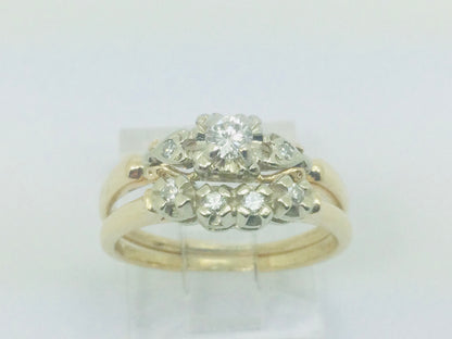 14k Yellow Gold Round Cut 17pt Diamond Engagement and Wedding Ring Set