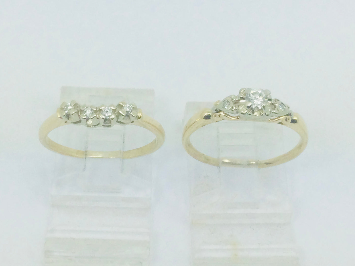 14k Yellow Gold Round Cut 17pt Diamond Engagement and Wedding Ring Set