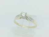 14k Yellow Gold Round Cut 42pt Diamond Solitaire with Diamond Accents Ring