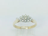 14k Yellow Gold Round Cut 25pt Diamond Cluster Ring