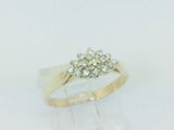 14k Yellow Gold Round Cut 25pt Diamond Cluster Ring