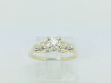 14k Yellow and White Gold Round Cut 10pt Diamond Vintage Solitaire Ring