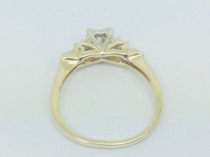 14k Yellow and White Gold Round Cut 10pt Diamond Vintage Solitaire Ring