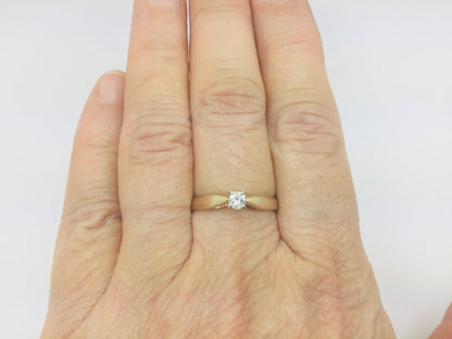 14k Yellow Gold Round Cut 0.15ct Diamond Solitaire Ring