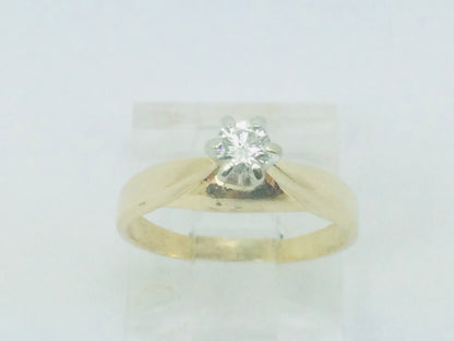 14k Yellow Gold Round Cut 16pt Diamond Solitaire Ring
