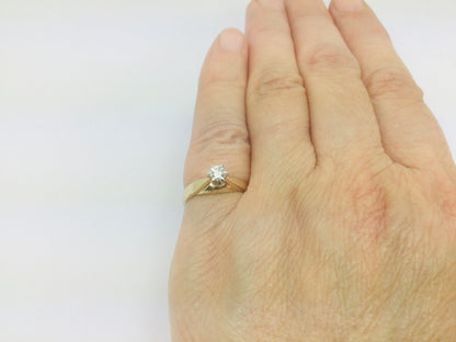 14k Yellow Gold Round Cut 16pt Diamond Solitaire Ring