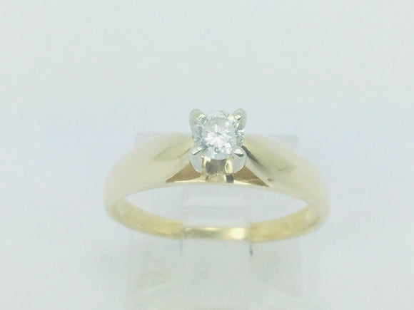 14k Yellow Gold Round Cut 23pt Diamond Solitaire Ring