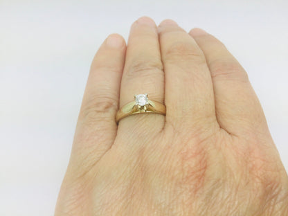 14k Yellow Gold Round Cut 0.23ct Diamond Solitaire Ring