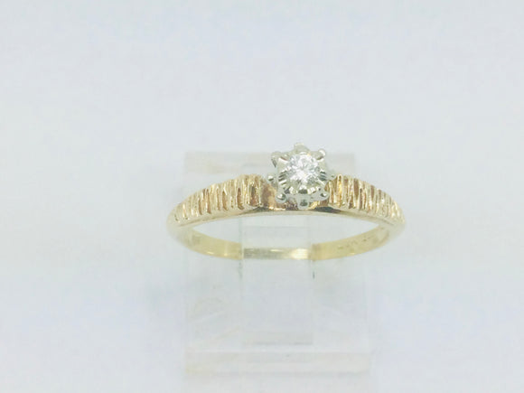 14k Yellow Gold Round Cut 6pt Diamond Illusion Set Ring