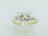 14k Yellow and White Gold Round Cut 4pt Diamond Heart Vintage Ring