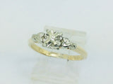 14k Yellow and White Gold Round Cut 4pt Diamond Heart Vintage Ring