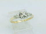 14k Yellow and White Gold Round Cut 4pt Diamond Heart Vintage Ring
