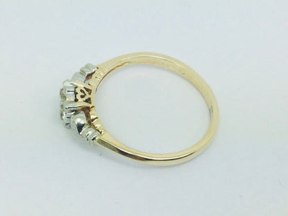 14k Yellow and White Gold Round Cut 4pt Diamond Heart Vintage Ring