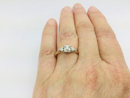 14k Yellow and White Gold Round Cut 4pt Diamond Heart Vintage Ring