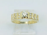 14k Yellow Gold 45pt Round Cut Diamond with Channel Set Accents Ring