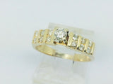14k Yellow Gold 45pt Round Cut Diamond with Channel Set Accents Ring