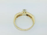 14k Yellow Gold 45pt Round Cut Diamond with Channel Set Accents Ring