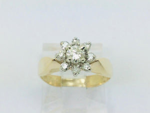 14k Yellow Gold 38pt Round Cut Diamond Cluster Halo Ring