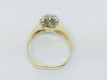 14k Yellow Gold 38pt Round Cut Diamond Cluster Halo Ring