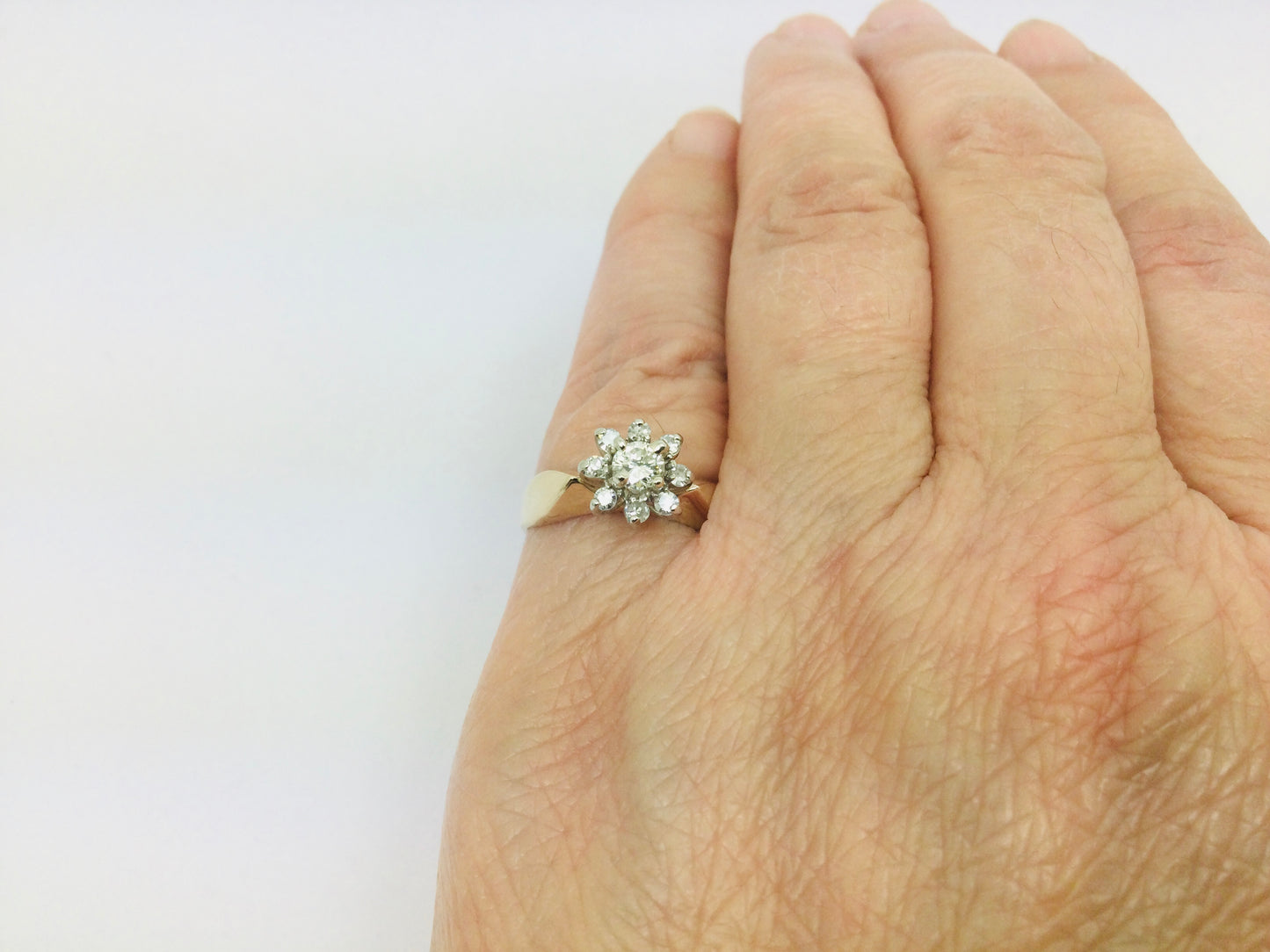 14k Yellow Gold 38pt Round Cut Diamond Cluster Halo Ring