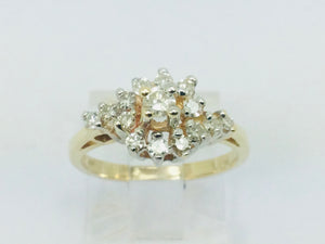 10k Yellow Gold 45pt Round Cut Diamond Cluster Ring